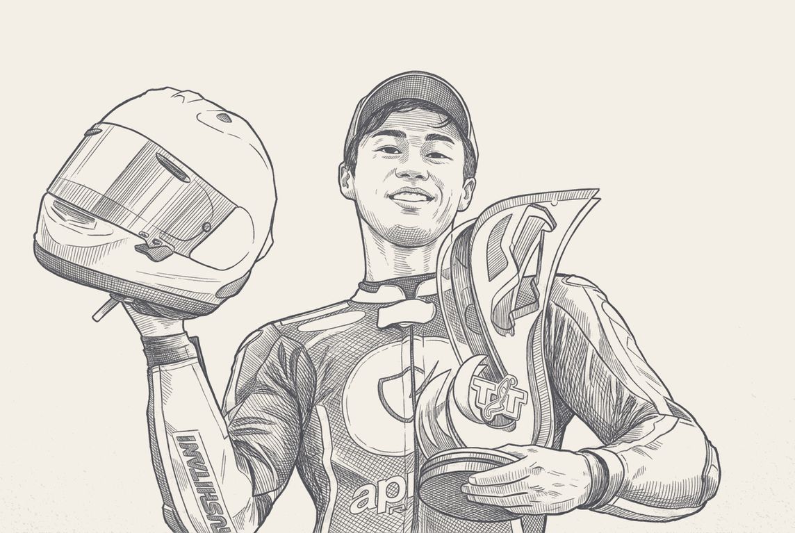 Ai Ogura wins the Dutch TT at Assen, pen and ink